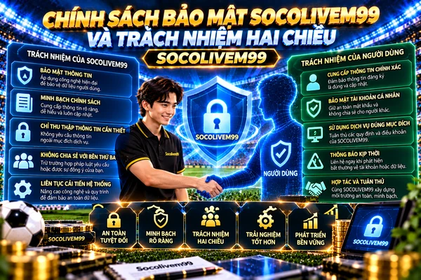Chính sách bảo mật SocoliveM99 và trách nhiệm hai chiều giữa nền tảng và người dùng Chính sách bảo mật SocoliveM99 và trách nhiệm hai chiều giữa nền tảng và người dùng